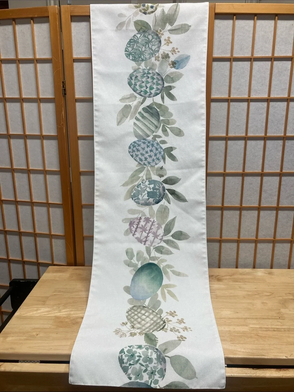The Farmhouse Rachel Ashwell Easter Eggs Table Runner Watercolor Spring Sparkle